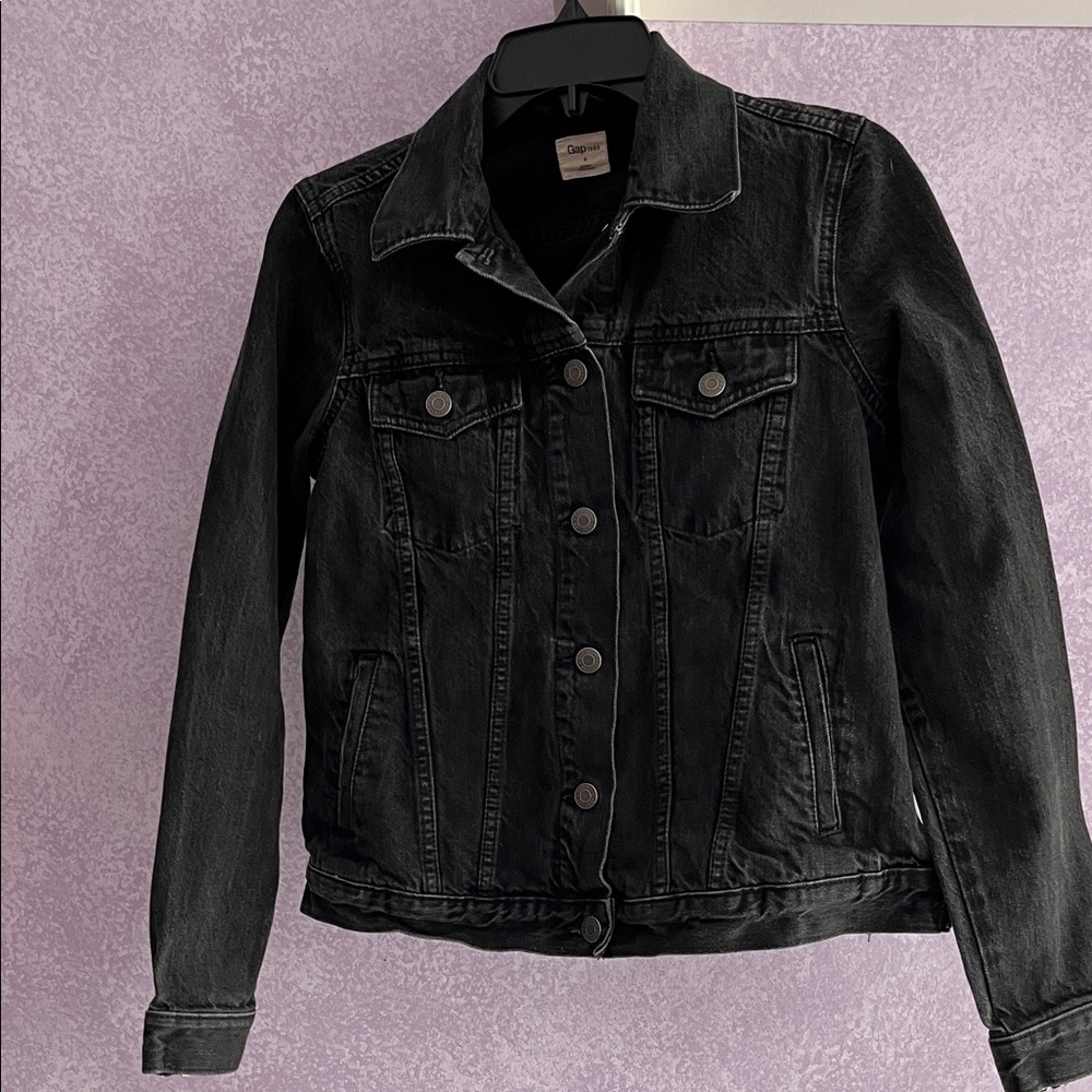 GAP Black Denim Zippered Sides/Sleeves Jacket